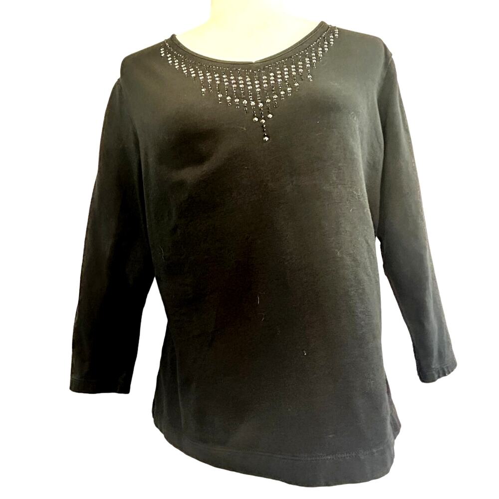 lost Laura Ashley Size Medium Women's top Black with bling 3/4